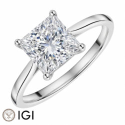 Lab-Grown Platinum Princess Cut Diamond Solitaire Engagement Ring 3.00ct
