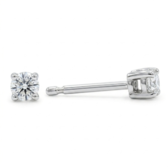 18ct White Gold Brilliant Cut Diamond Stud Earrings 0.30ct