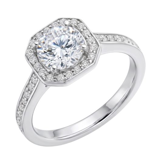Platinum Brilliant Cut Diamond Halo Engagement Ring 1.20ct