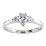 Platinum Pear Shape & Brilliant Cut Diamond Trilogy Engagement Ring 0.52ct