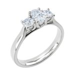 Platinum Oval Cut & Brilliant Cut Diamond Trilogy Engagement Ring 0.72ct
