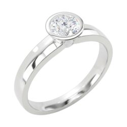 Platinum Brilliant Cut Bezel Set Diamond Solitaire Engagement Ring 0.50ct