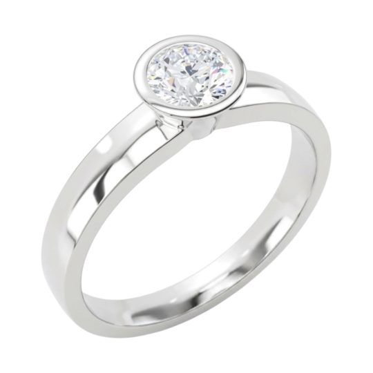 Platinum Brilliant Cut Bezel Set Diamond Solitaire Engagement Ring 0.50ct