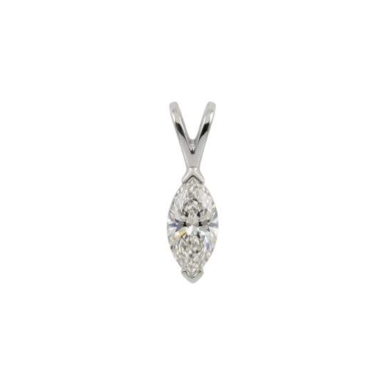 18ct White Gold Marquise Cut Diamond Pendant 0.40ct