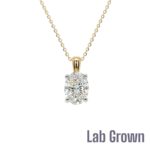 Lab Grown 9ct Yellow Gold Oval Cut Diamond Pendant & Chain 1.08ct