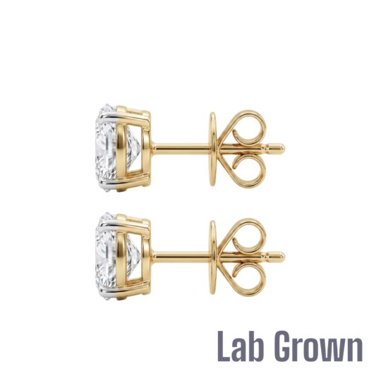 Lab Grown 9ct Yellow Gold Oval Cut Diamond Stud Earrings 2.09ct