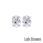 Lab Grown 9ct Yellow Gold Oval Cut Diamond Stud Earrings 2.09ct