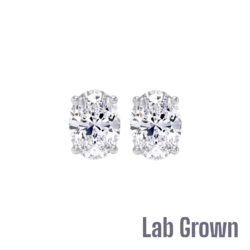 Lab Grown 9ct Yellow Gold Oval Cut Diamond Stud Earrings 2.09ct