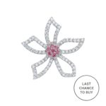 18ct White Gold Diamond & Pink Tourmaline Flower Pendant 0.74ct