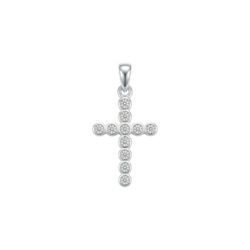 Sterling Silver Cubic Zirconia Bezel Set Cross Pendant