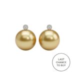 18ct White Gold Golden South Sea Pearl & Diamond Stud Earrings
