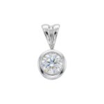 18ct White Gold Brilliant Cut Bezel Set Diamond Pendant 0.50ct