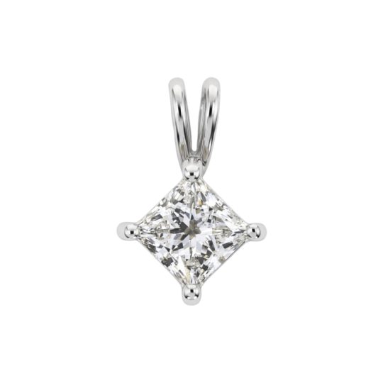 18ct White Gold Princess Cut Diamond Pendant 0.50ct (GIA)