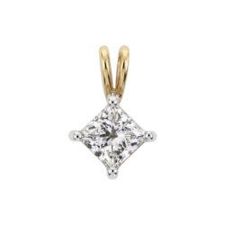 18ct Yellow Gold Princess Cut Diamond Pendant 0.50ct (GIA)