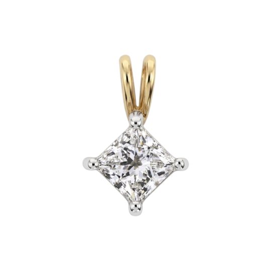 18ct Yellow Gold Princess Cut Diamond Pendant 0.50ct (GIA)
