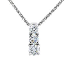 18ct White Gold Brilliant Cut Diamond Trilogy Pendant & Chain 0.75ct