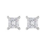 18ct White Gold Princess Cut Diamond Stud Earrings 1.00ct (GIA)