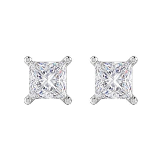 18ct White Gold Princess Cut Diamond Stud Earrings 1.00ct (GIA)