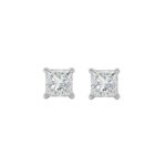 18ct White Gold Princess Cut Diamond Stud Earrings 0.40ct