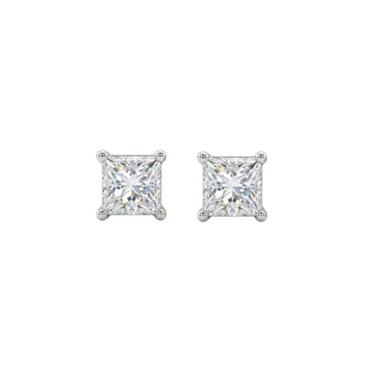 18ct White Gold Princess Cut Diamond Stud Earrings 0.40ct