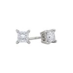 18ct White Gold Princess Cut Diamond Stud Earrings 0.40ct