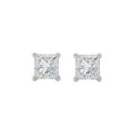 18ct White Gold Princess Cut Diamond Stud Earrings 0.50ct