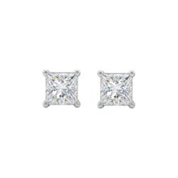 18ct White Gold Princess Cut Diamond Stud Earrings 0.50ct
