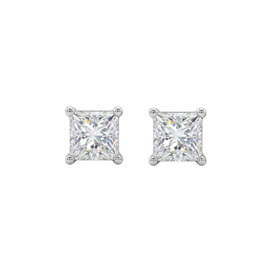 18ct White Gold Princess Cut Diamond Stud Earrings 0.50ct