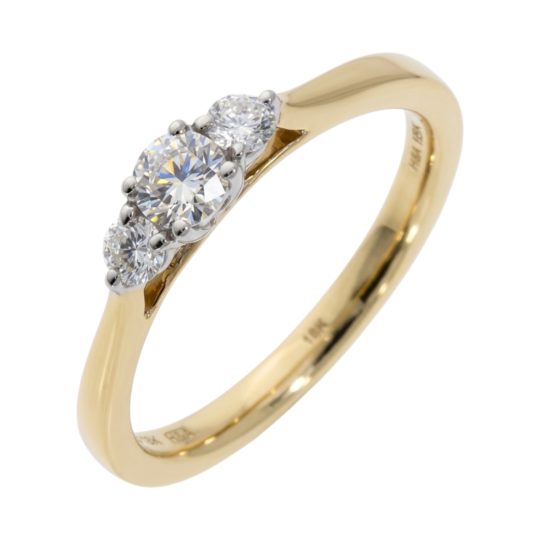 18ct Yellow Gold Brilliant Cut Diamond Trilogy Engagement Ring 0.35ct