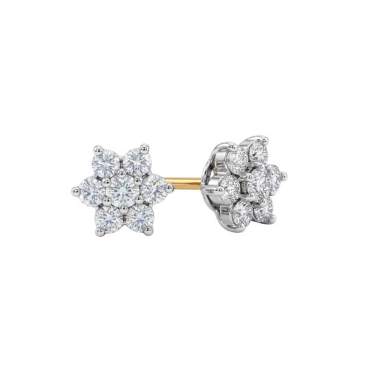 18ct Yellow Gold Brilliant Cut Diamond Flower Cluster Earrings 0.50ct