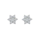 18ct Yellow Gold Brilliant Cut Diamond Flower Cluster Earrings 0.50ct