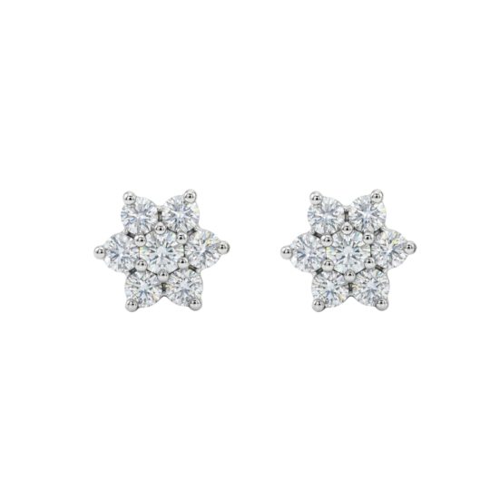 18ct Yellow Gold Brilliant Cut Diamond Flower Cluster Earrings 0.50ct