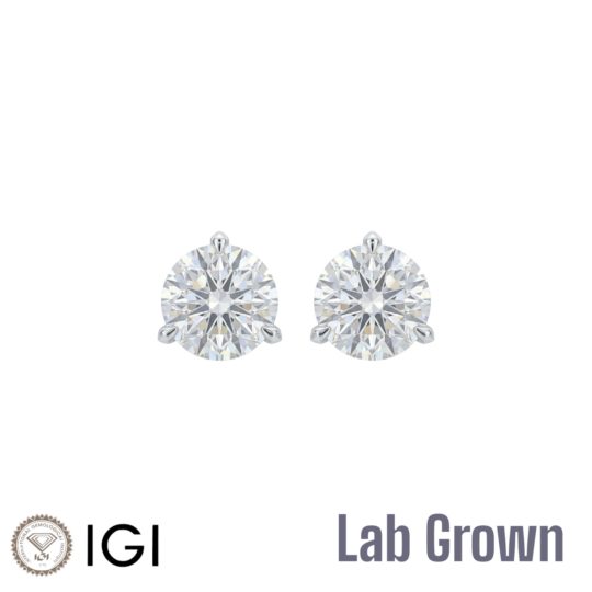 Lab Grown Platinum Brilliant Cut Diamond Stud Earrings 1.00ct