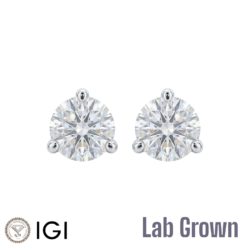 Lab Grown 18ct White Gold Brilliant Cut Diamond Stud Earrings 2.00ct