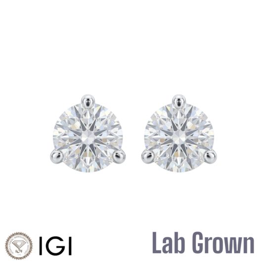 Lab Grown 18ct White Gold Brilliant Cut Diamond Stud Earrings 2.00ct