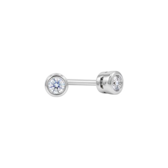18ct White Gold Brilliant Cut Diamond Bezel Set Stud Earrings 0.15ct