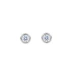 18ct White Gold Brilliant Cut Diamond Bezel Set Stud Earrings 0.15ct