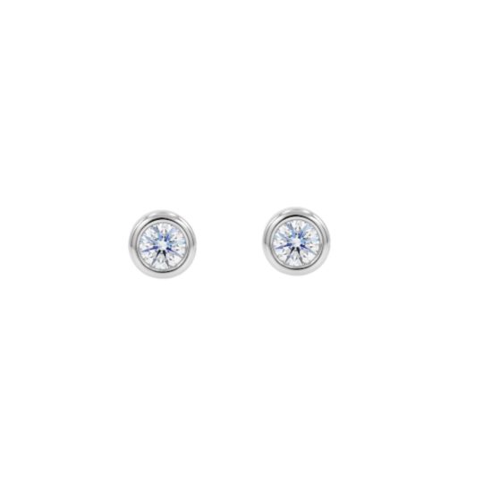 18ct White Gold Brilliant Cut Diamond Bezel Set Stud Earrings 0.15ct