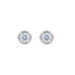 18ct White Gold Brilliant Cut Diamond Bezel Set Stud Earrings 0.40ct
