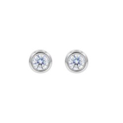 18ct White Gold Brilliant Cut Diamond Bezel Set Stud Earrings 0.40ct