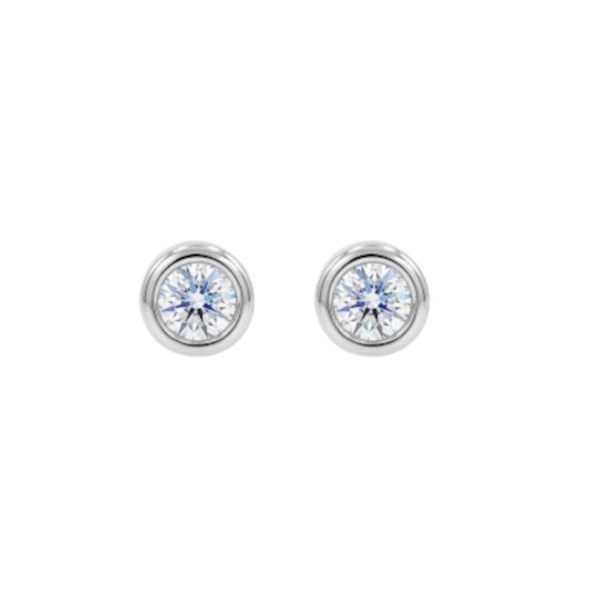 18ct White Gold Brilliant Cut Diamond Bezel Set Stud Earrings 0.40ct