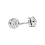 18ct White Gold Brilliant Cut Diamond Bezel Set Stud Earrings 0.40ct