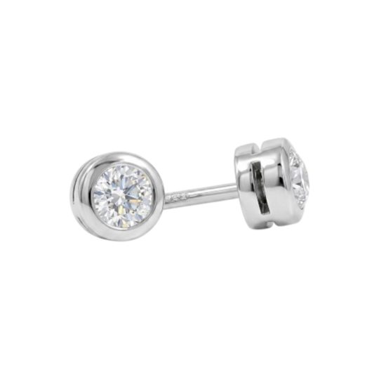 18ct White Gold Brilliant Cut Diamond Bezel Set Stud Earrings 0.40ct