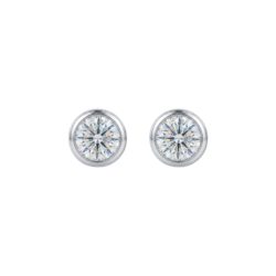 18ct White Gold Brilliant Cut Diamond Bezel Set Stud Earrings 0.50ct
