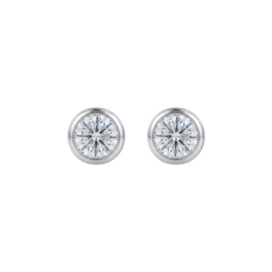 18ct White Gold Brilliant Cut Diamond Bezel Set Stud Earrings 0.50ct