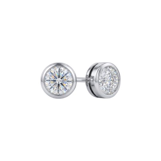 18ct White Gold Brilliant Cut Diamond Bezel Set Stud Earrings 0.50ct
