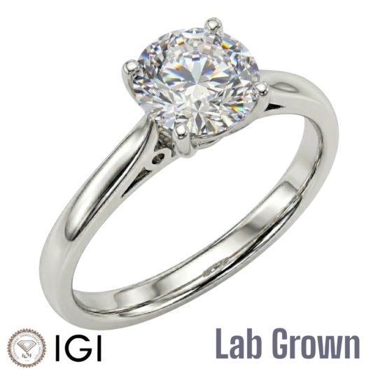 Lab Grown Platinum Brilliant Cut Diamond Solitaire Engagement Ring 1.50ct