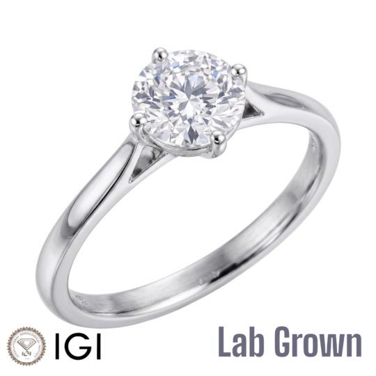 Lab Grown Platinum Brilliant Cut Diamond Solitaire Engagement Ring 1.00ct