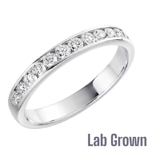 Lab Grown Platinum Brilliant Cut Diamond Channel Set Half Eternity Ring 0.50ct