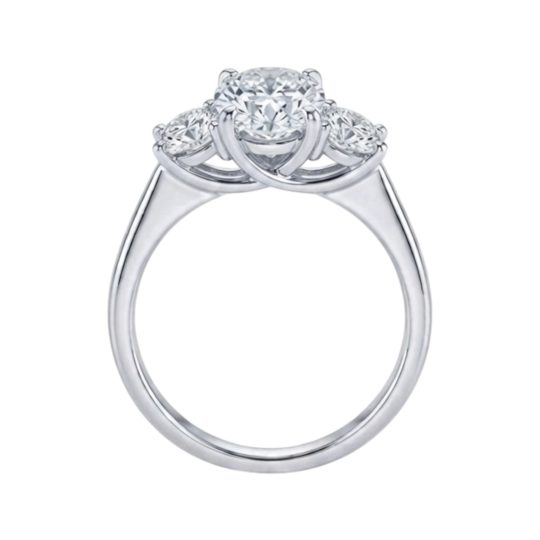Lab Grown Platinum Oval Cut & Brilliant Cut Diamond Trilogy Engagement Ring 2.20ct